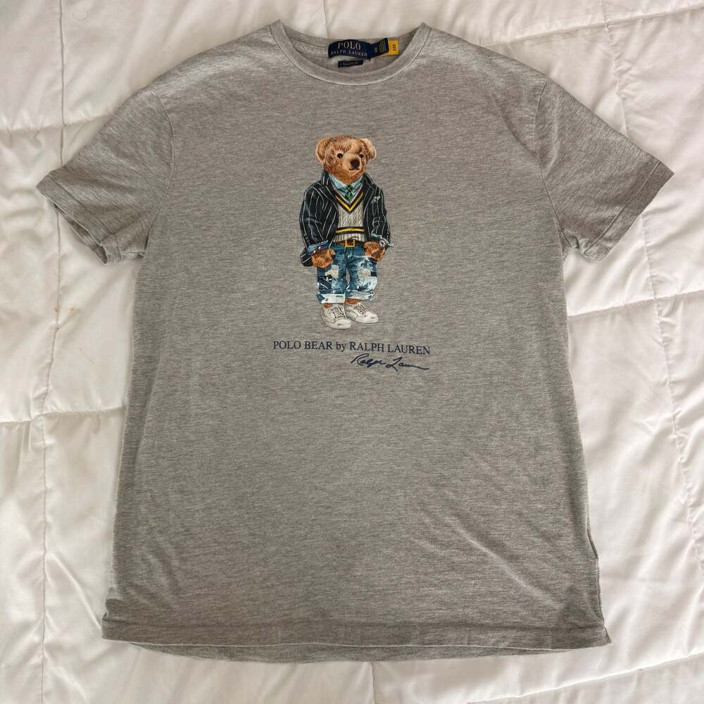 Polo Ralph Lauren Classic Fit Denim Bear T-Shirt Gray Heather Size XS